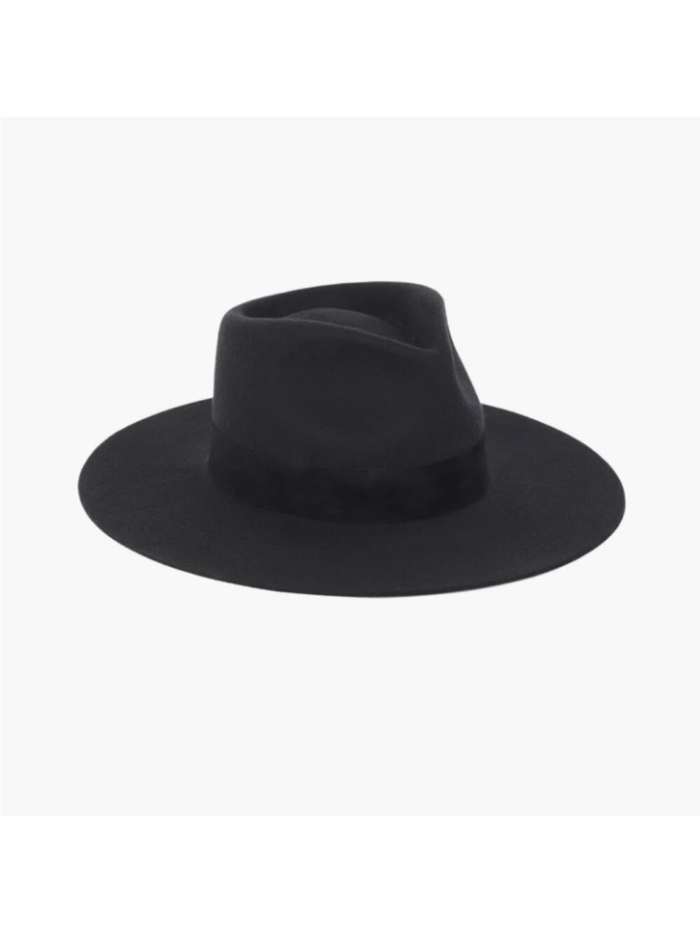 Lack of Color The Mirage Wool Fedora Wide Brim Hat Black Small Velvet Band